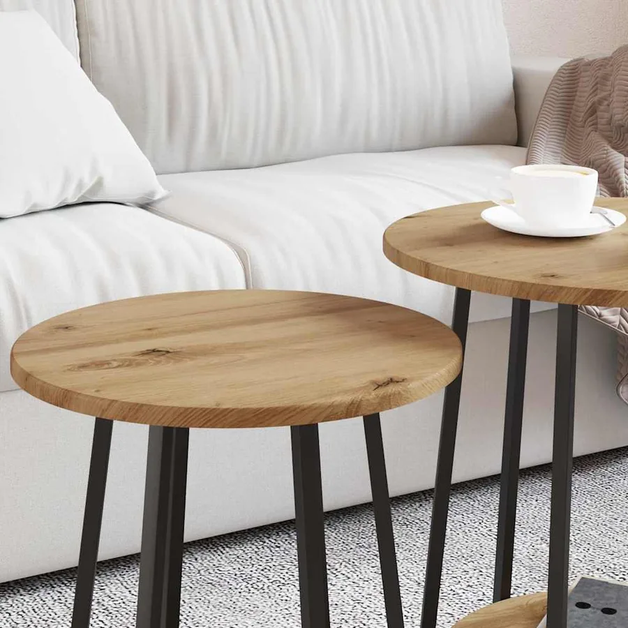 Ensemble de tables d'appoint 2 pc Chêne artisanal et noir - 4