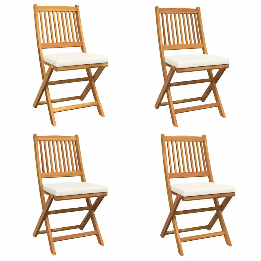 Chaise pliante avec coussin 4 pcs Blanc 49 x 57.5 x 92cm - 2