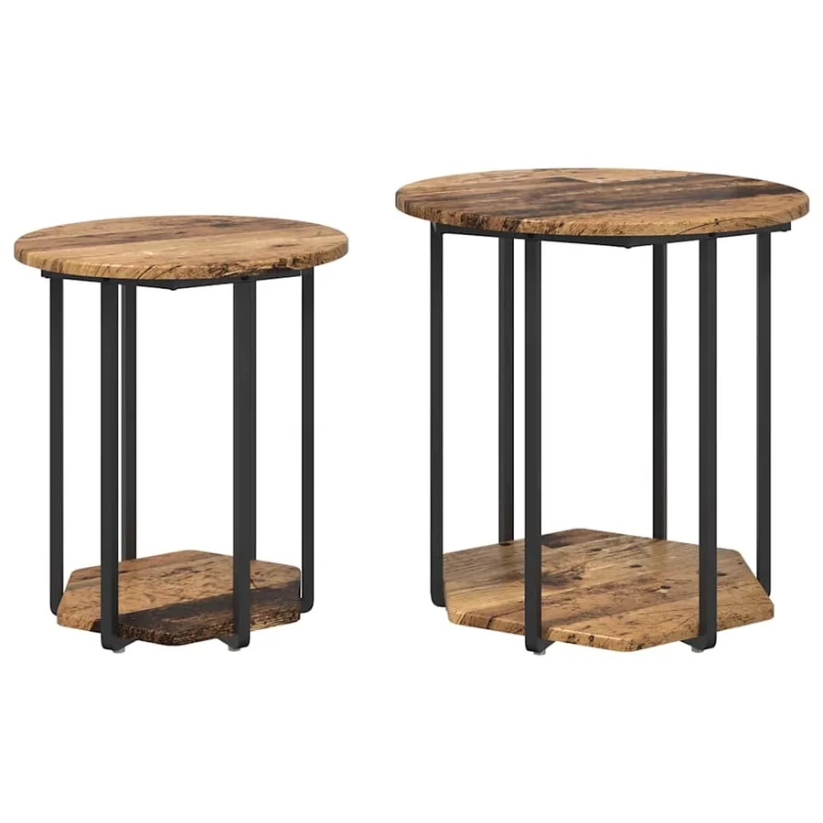 Ensemble de tables d'appoint avec étagère 2 pcs Marron - 2