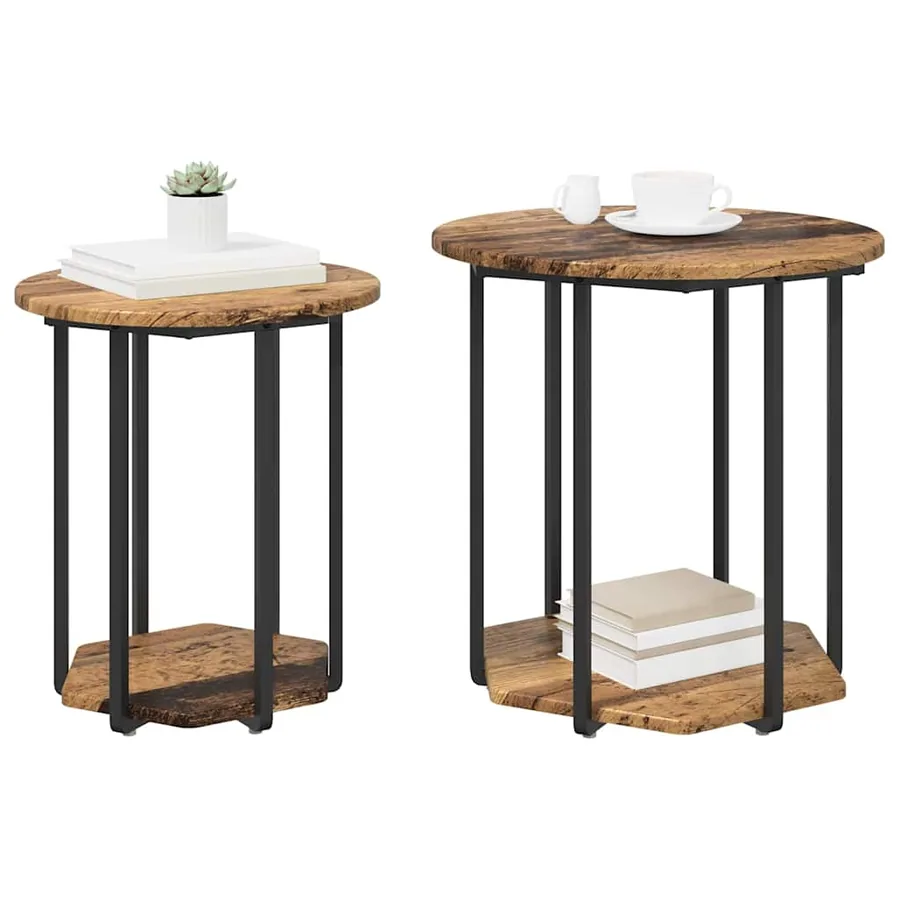 Ensemble de tables d'appoint avec étagère 2 pcs Marron - 3