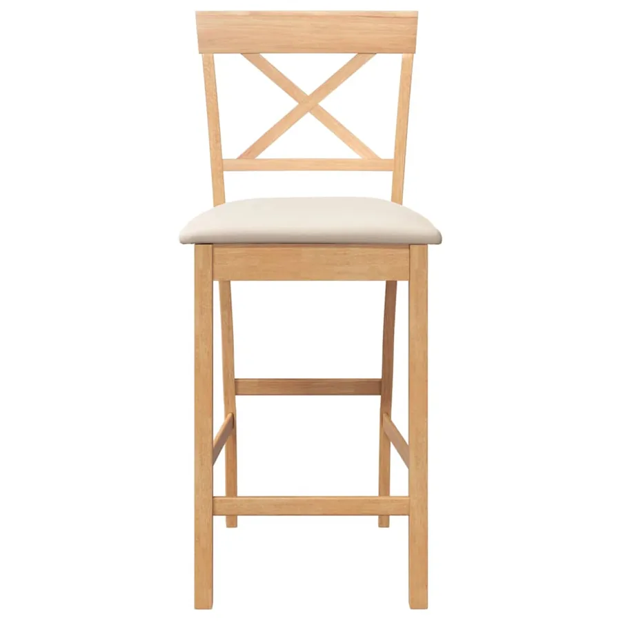 Tabourets de bar avec coussins (2 pcs) en bois massif naturel et caoutchouc - 5