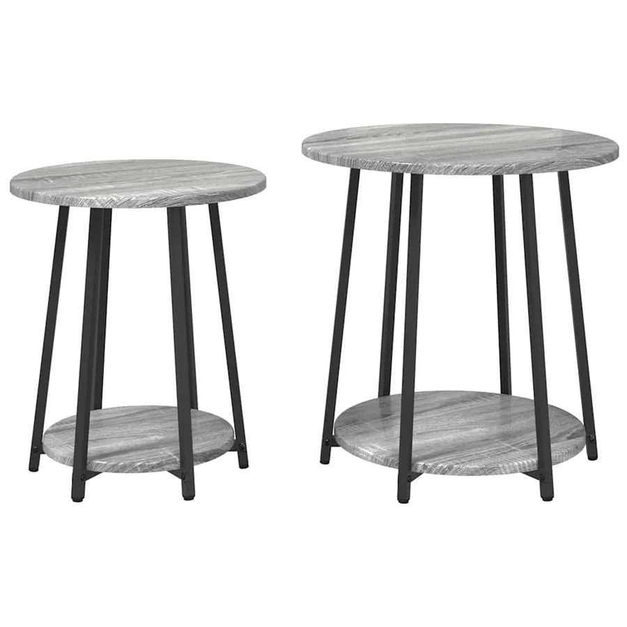 Ensemble de tables d'appoint 2 pcs Gris Sonoma et noir - 2