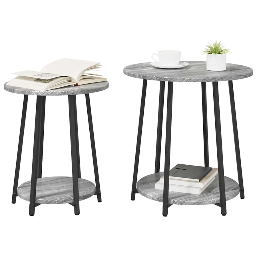 Ensemble de tables d'appoint 2 pcs Gris Sonoma et noir - 3