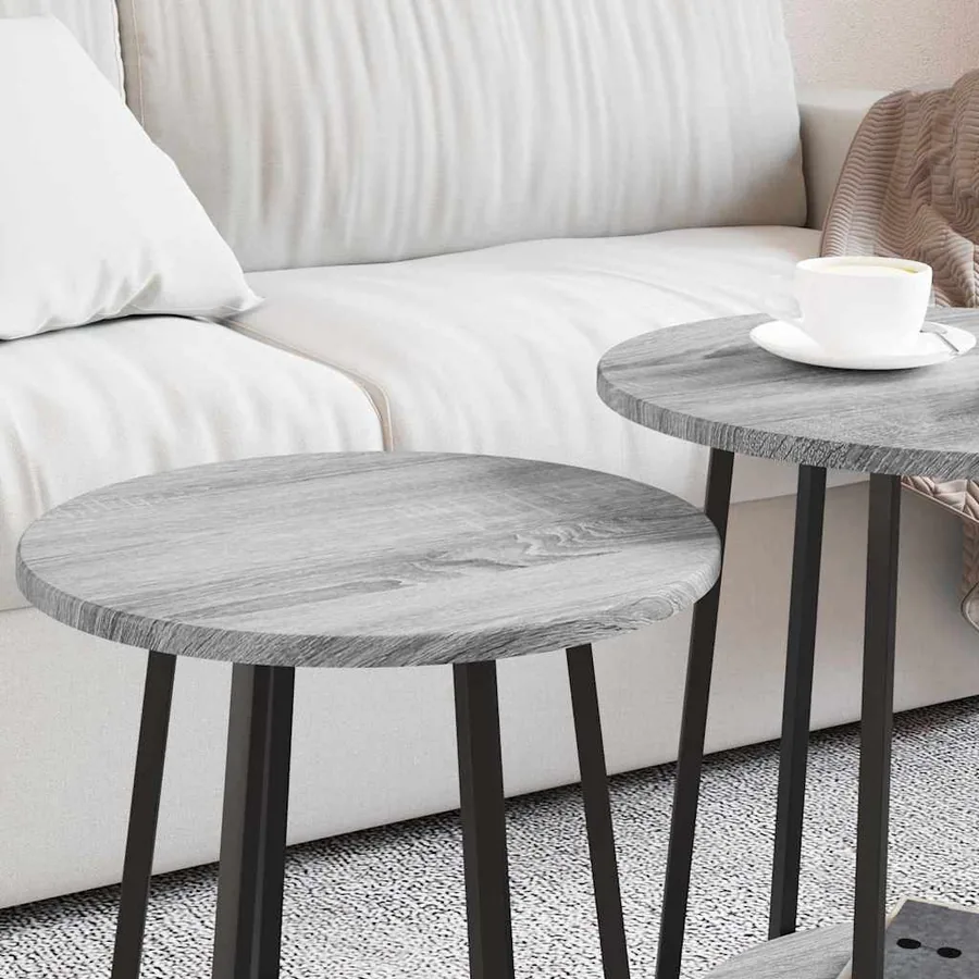Ensemble de tables d'appoint 2 pcs Gris Sonoma et noir - 4
