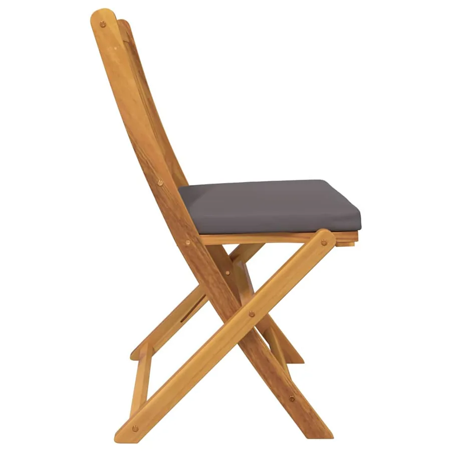 Chaise pliante avec coussin 2 pcs Marron Bois d'acacia massif - 6