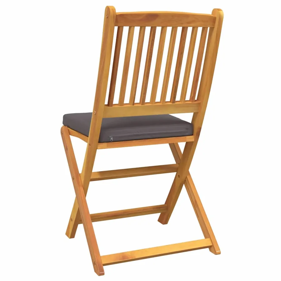 Chaise pliante avec coussin 2 pcs Marron Bois d'acacia massif - 7