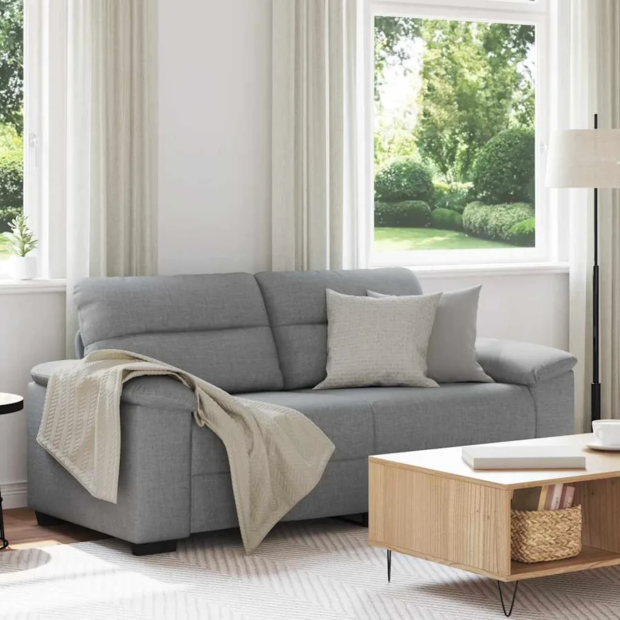 Canapé à 2 places gris clair 180x81x84 cm tissu