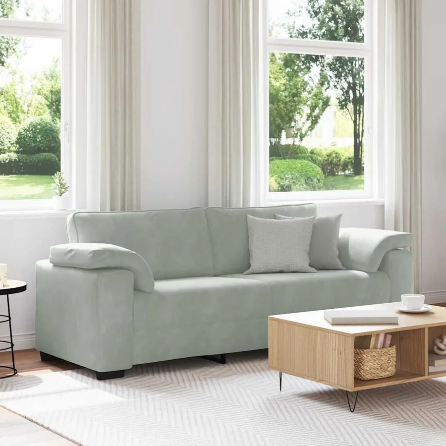 Canapé à 3 places gris clair 220x77x82 cm Velours