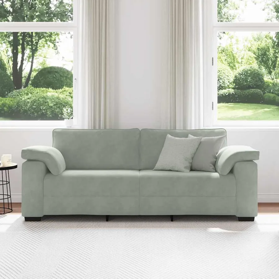 Canapé à 3 places gris clair 220x77x82 cm Velours - 3
