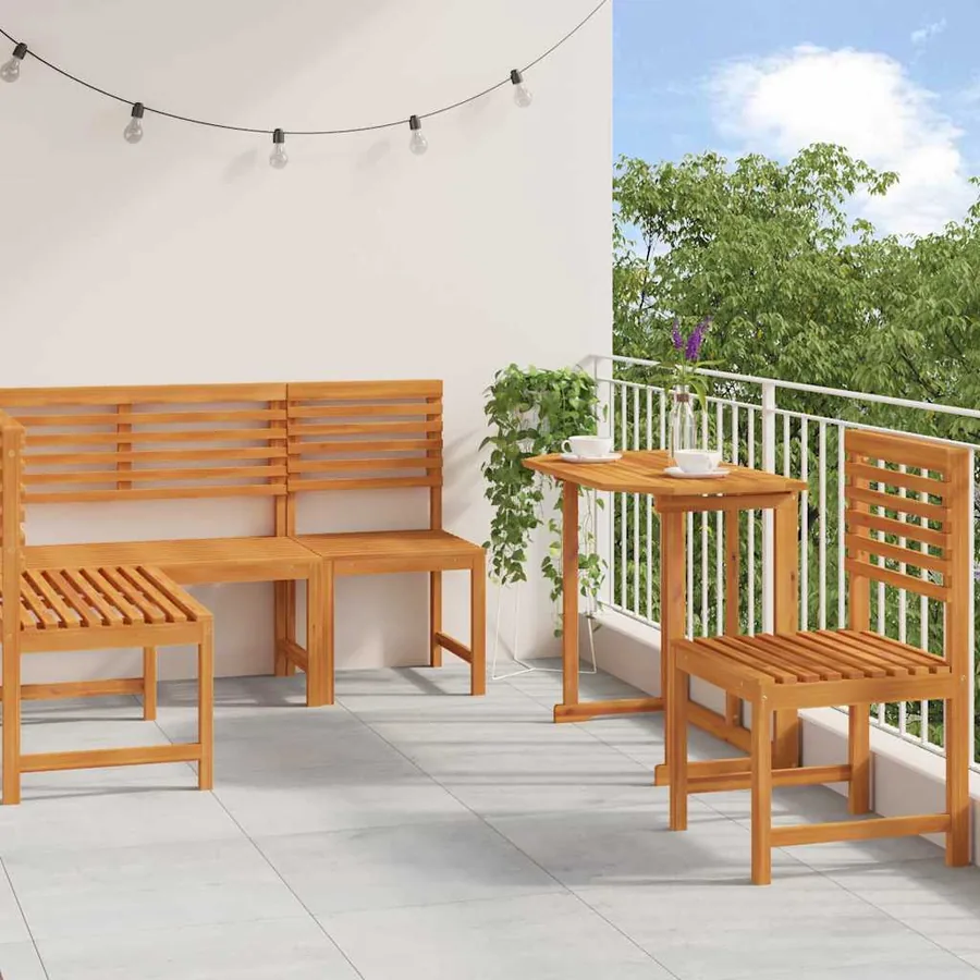 Ensemble de banc de jardin 4 pcs Marron Bois d'acacia massif