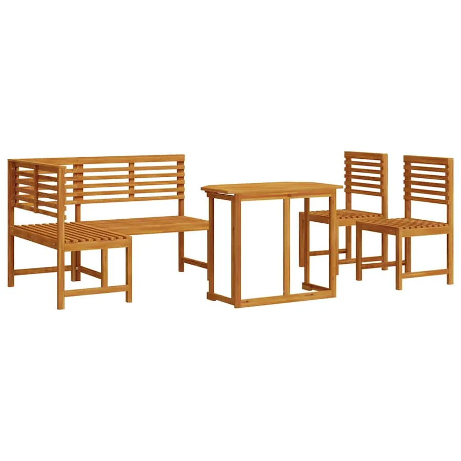 Ensemble de banc de jardin 4 pcs Marron Bois d'acacia massif - 2