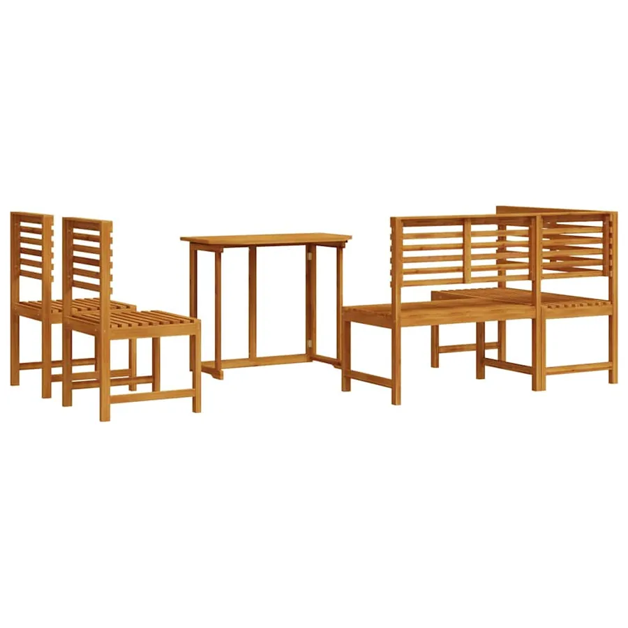 Ensemble de banc de jardin 4 pcs Marron Bois d'acacia massif - 8