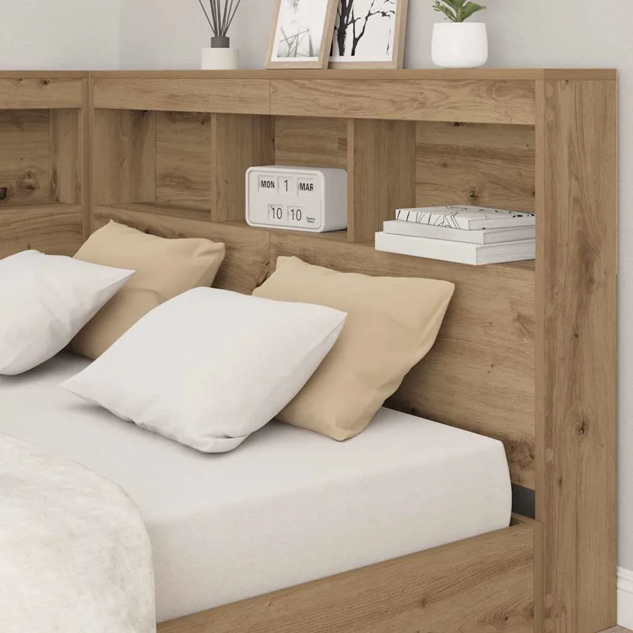 Tête de lit de rangement Chêne artisanal Bois d'ingénierie - 4