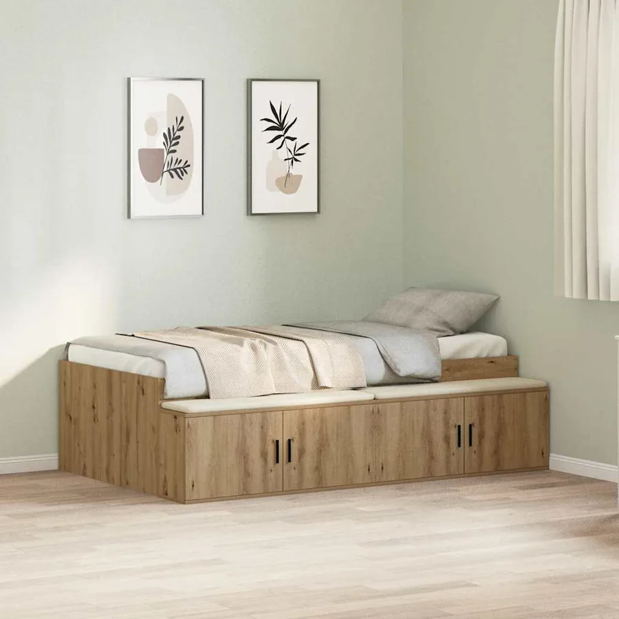 Cadre de lit Chêne artisanal 90 x 190 cm Bois d'ingénierie