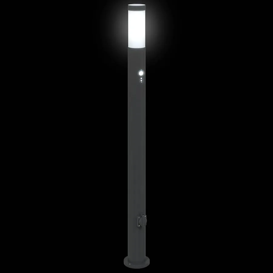 Bornes lumineuses avec détecteur et prise lot de 3 110 cm acier inoxydable IP44 - 5