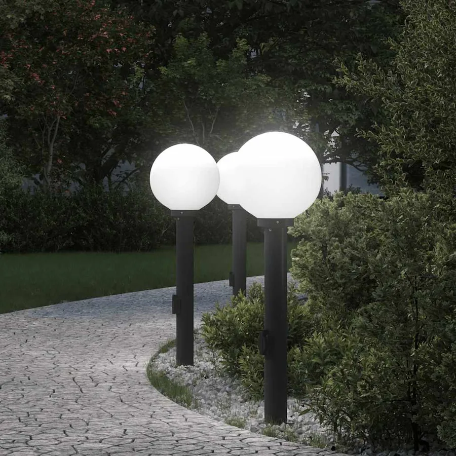 Bornes lumineuses avec sortie lot de 3 80 cm noir IP44