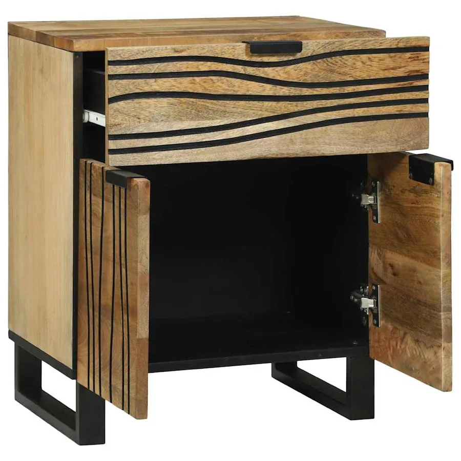 Table de chevet Naturel 50 x 33 x 60 cm Bois d'ingénierie - 2