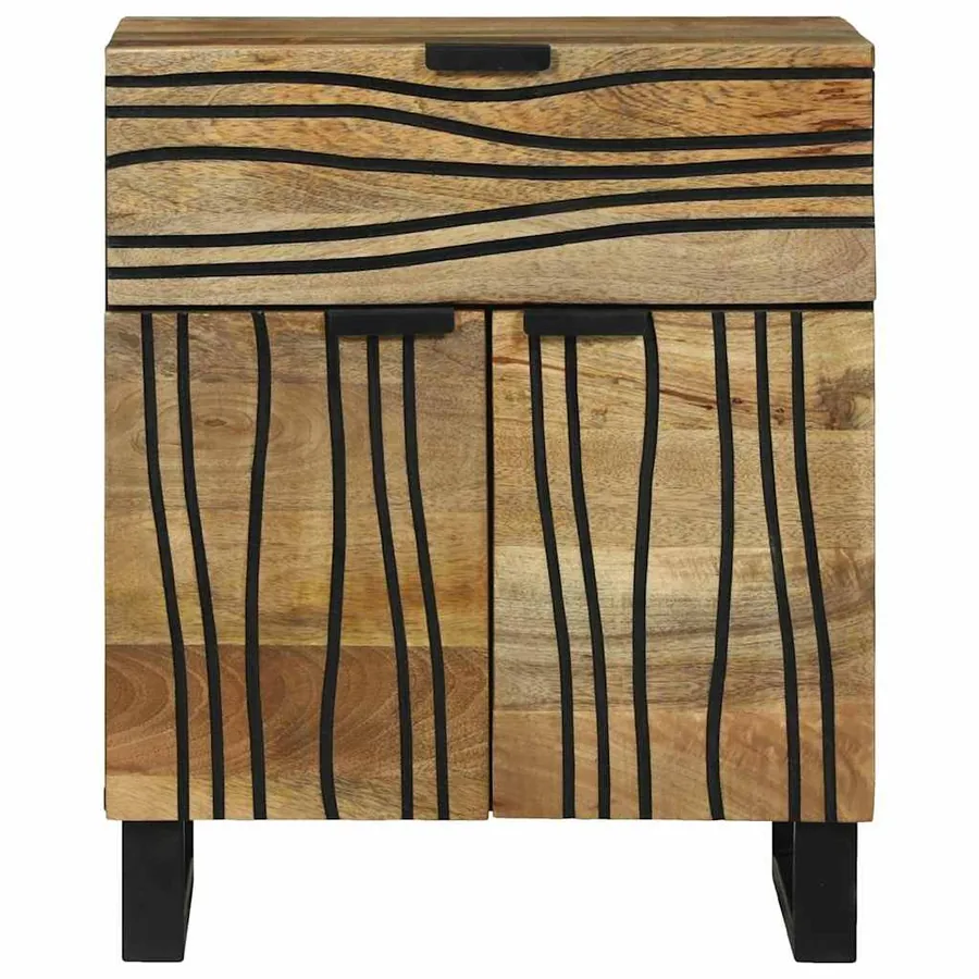 Table de chevet Naturel 50 x 33 x 60 cm Bois d'ingénierie - 3