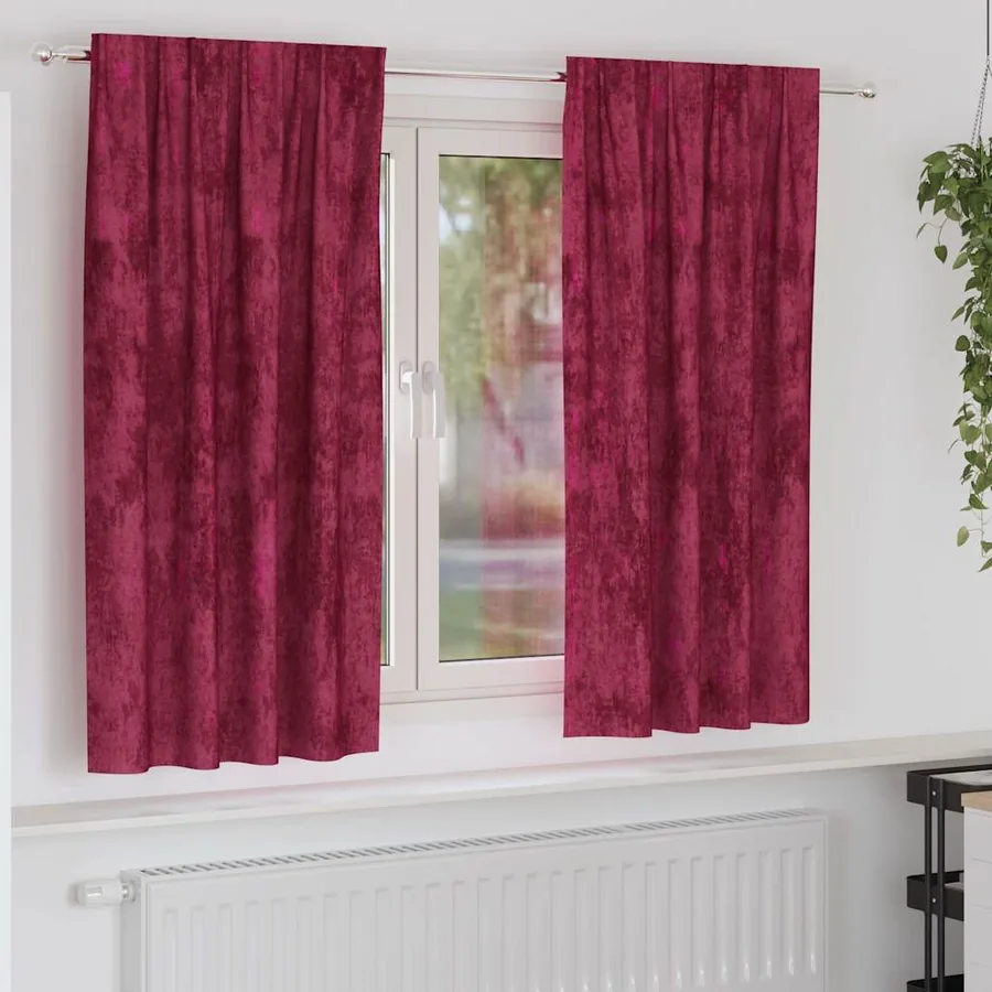 Rideaux en velours 2 pcs Rouge bordeaux 175 x 140 cm Velours
