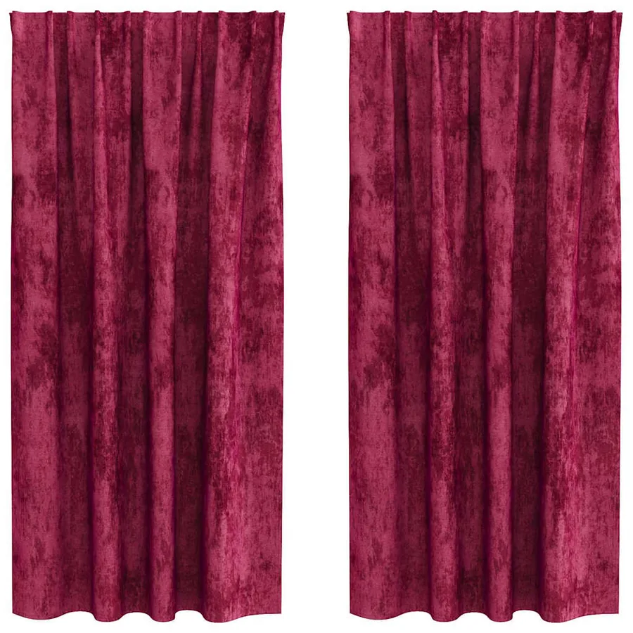 Rideaux en velours 2 pcs Rouge bordeaux 175 x 140 cm Velours - 2