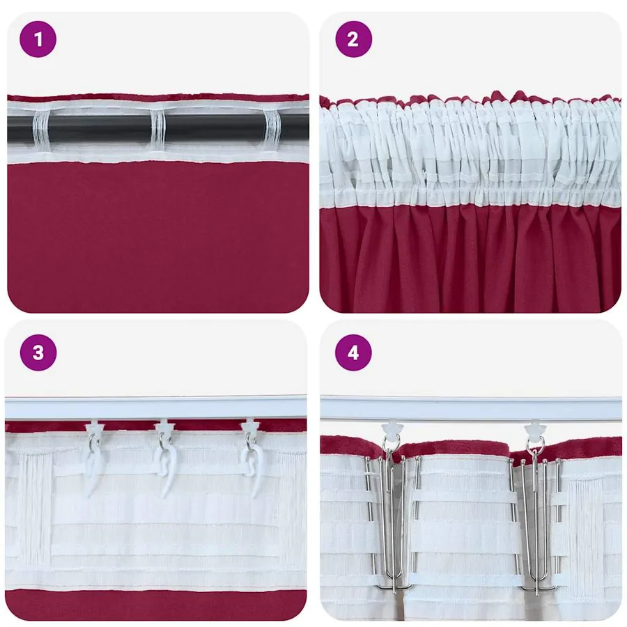 Rideaux en velours 2 pcs Rouge bordeaux 175 x 140 cm Velours - 7
