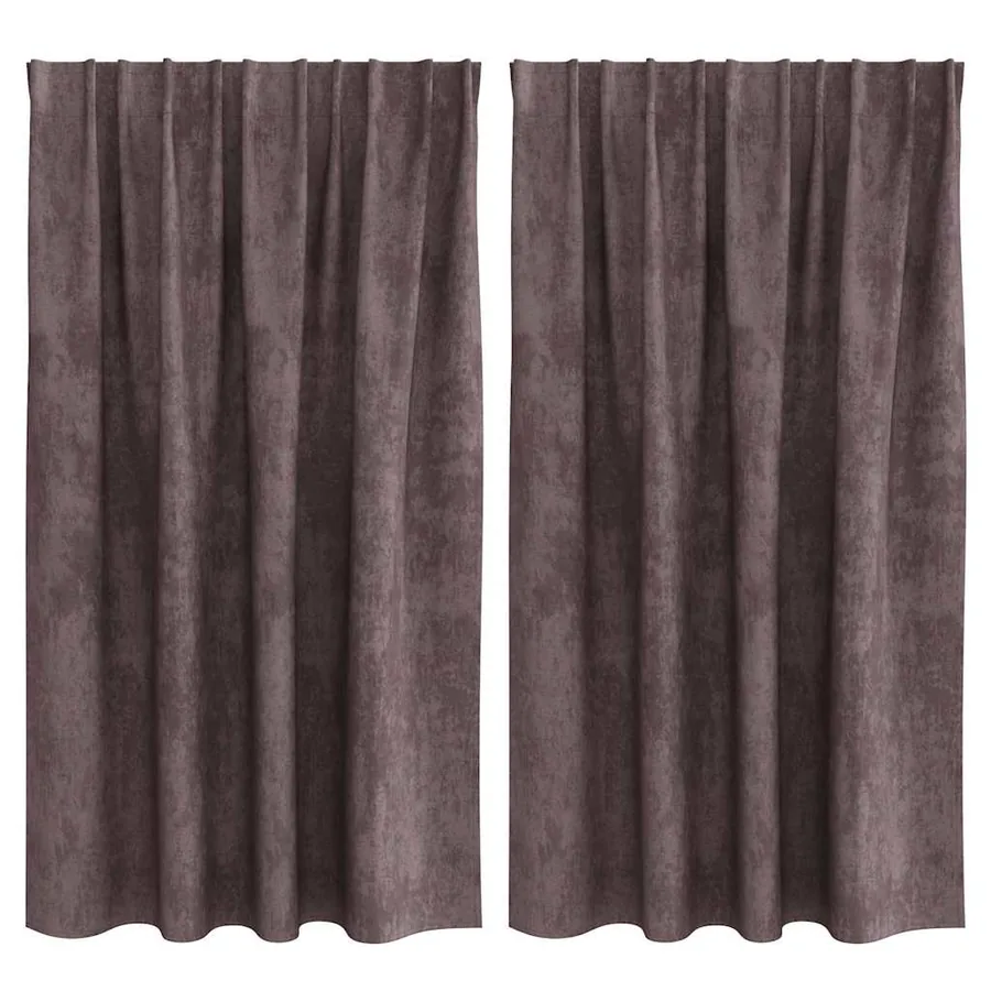 Rideaux en velours 2 pcs Marron 140 x 140 cm Velours - 2