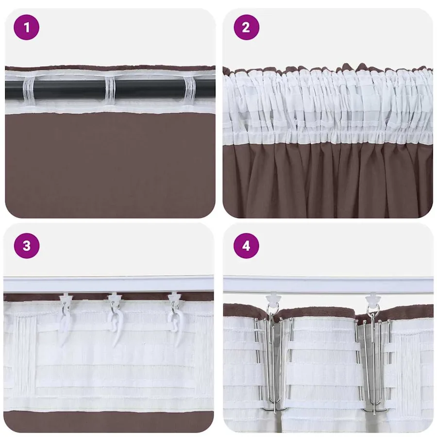 Rideaux en velours 2 pcs Marron 140 x 140 cm Velours - 7