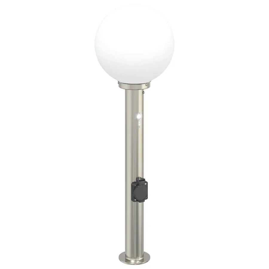 Bornes lumineuses avec détecteur et prise lot de 3 80 cm acier inoxydable IP44 - 4
