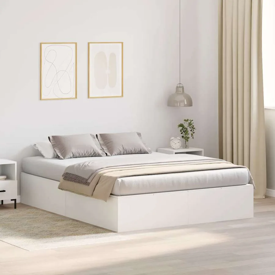 Cadre de lit avec rangement avec stockage Blanc 150 x 200 cm