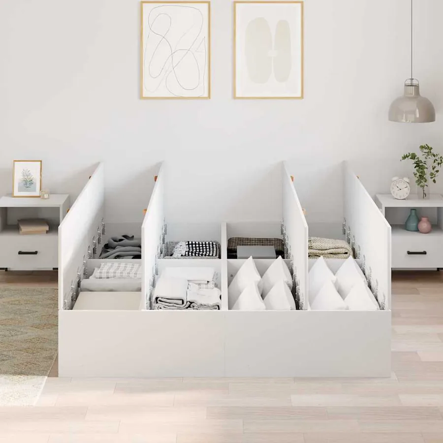 Cadre de lit avec rangement avec stockage Blanc 150 x 200 cm - 3