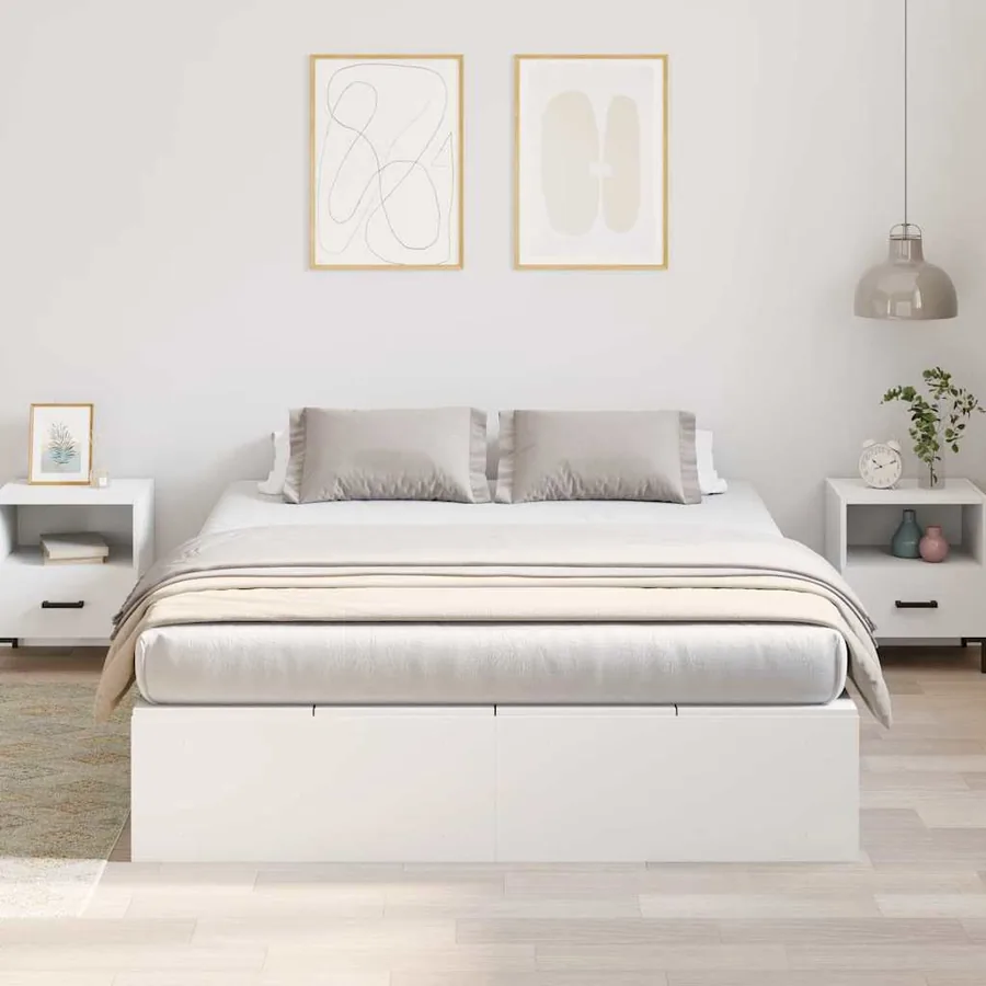 Cadre de lit avec rangement avec stockage Blanc 150 x 200 cm - 4