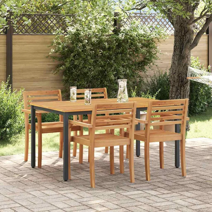Table de jardin Naturel et Noir 150 x 90 x 75 cm