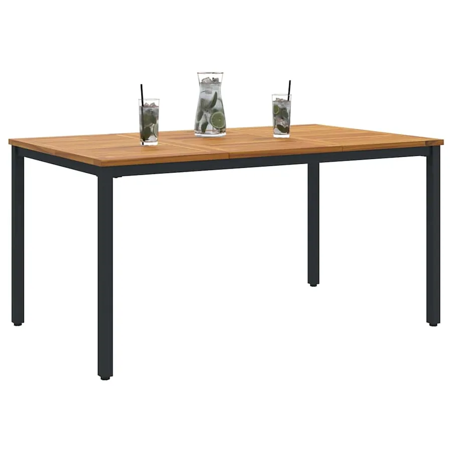 Table de jardin Naturel et Noir 150 x 90 x 75 cm - 3