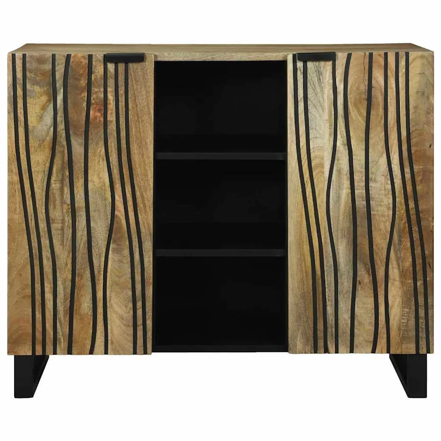 Buffet Marron 90 x 33 x 75 cm bois de manguier massif - 3