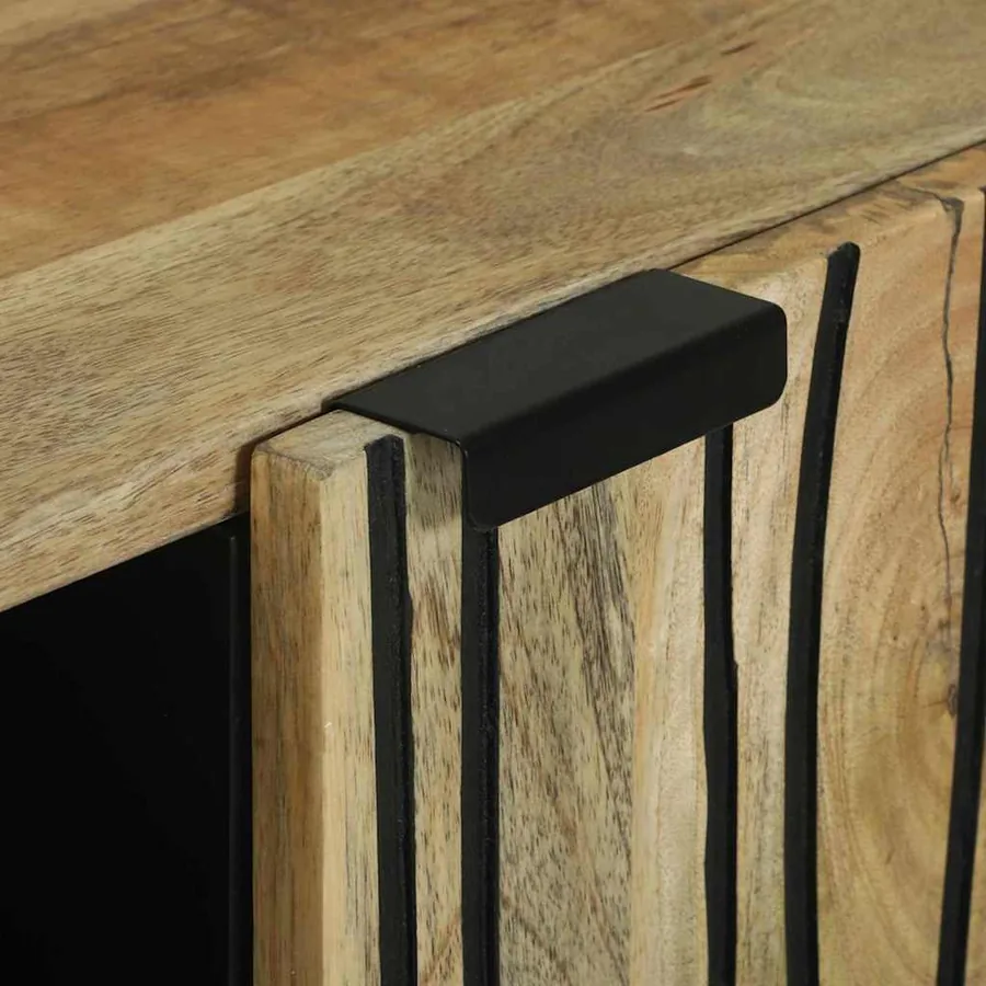 Buffet Marron 90 x 33 x 75 cm bois de manguier massif - 7