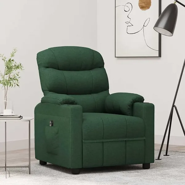 Fauteuil inclinable électrique Vert foncé Tissu
