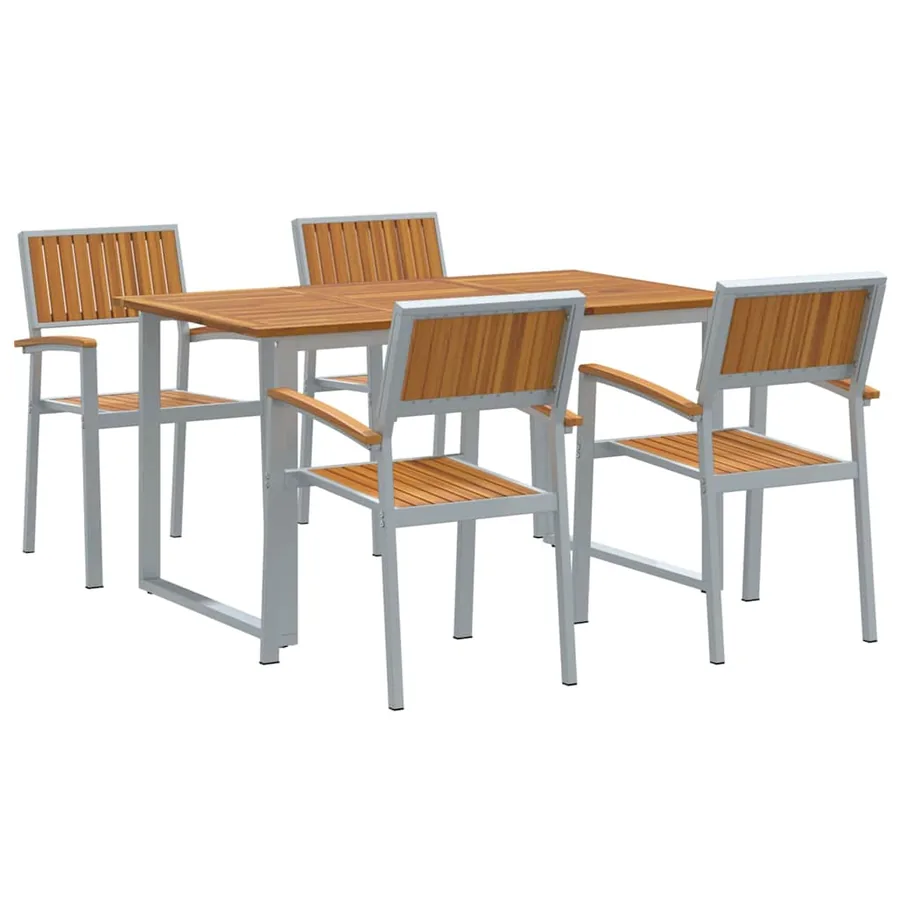 Ensemble de salle à manger pour jardin 5 pcs Gris - 2