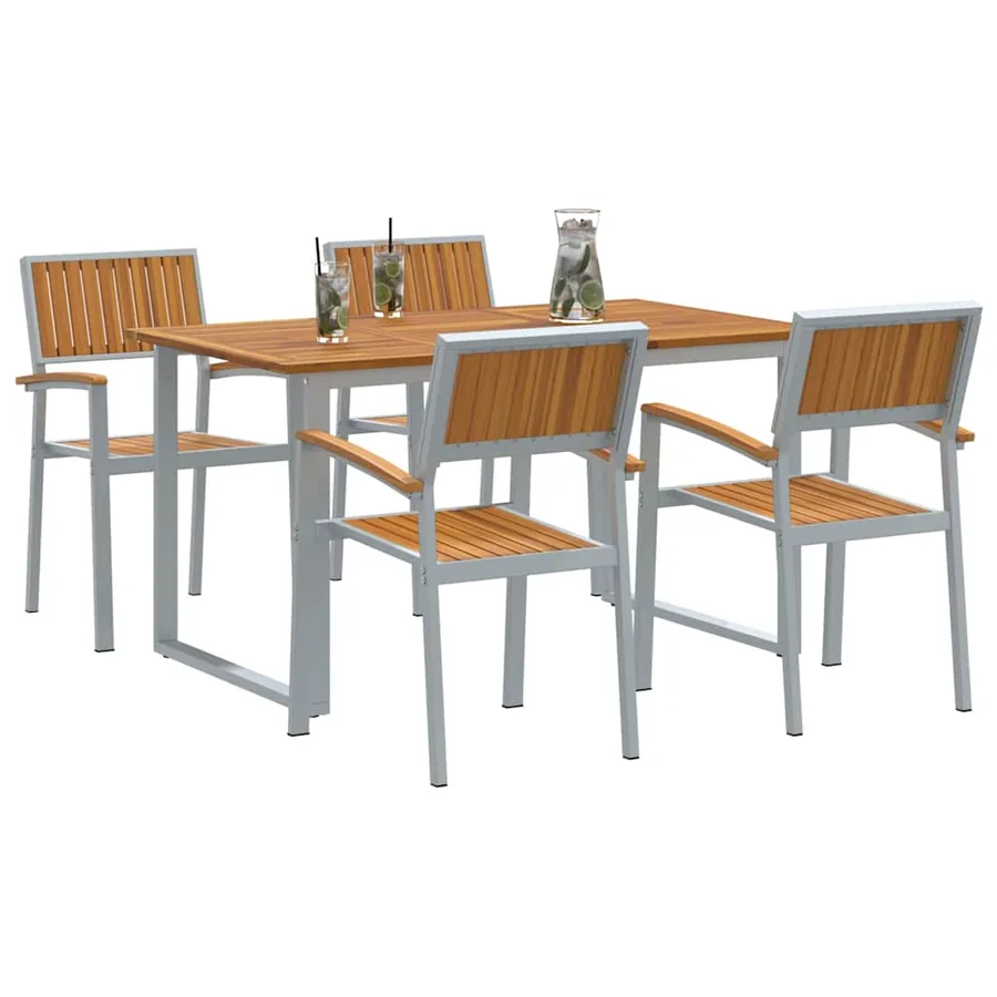 Ensemble de salle à manger pour jardin 5 pcs Gris - 3