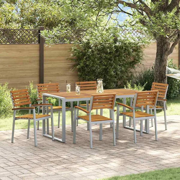 Ensemble de salle à manger pour jardin 7 pcs Gris