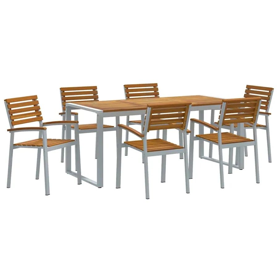 Ensemble de salle à manger pour jardin 7 pcs Gris - 2