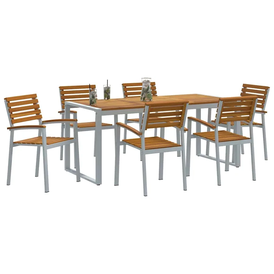 Ensemble de salle à manger pour jardin 7 pcs Gris - 3