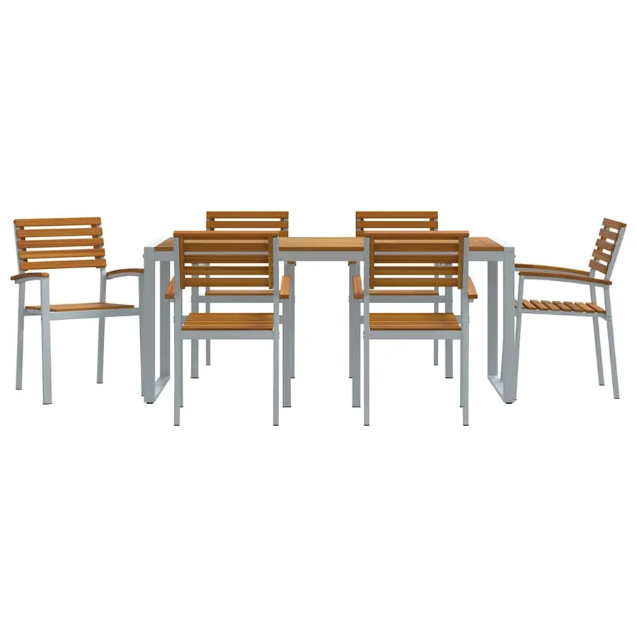 Ensemble de salle à manger pour jardin 7 pcs Gris - 7
