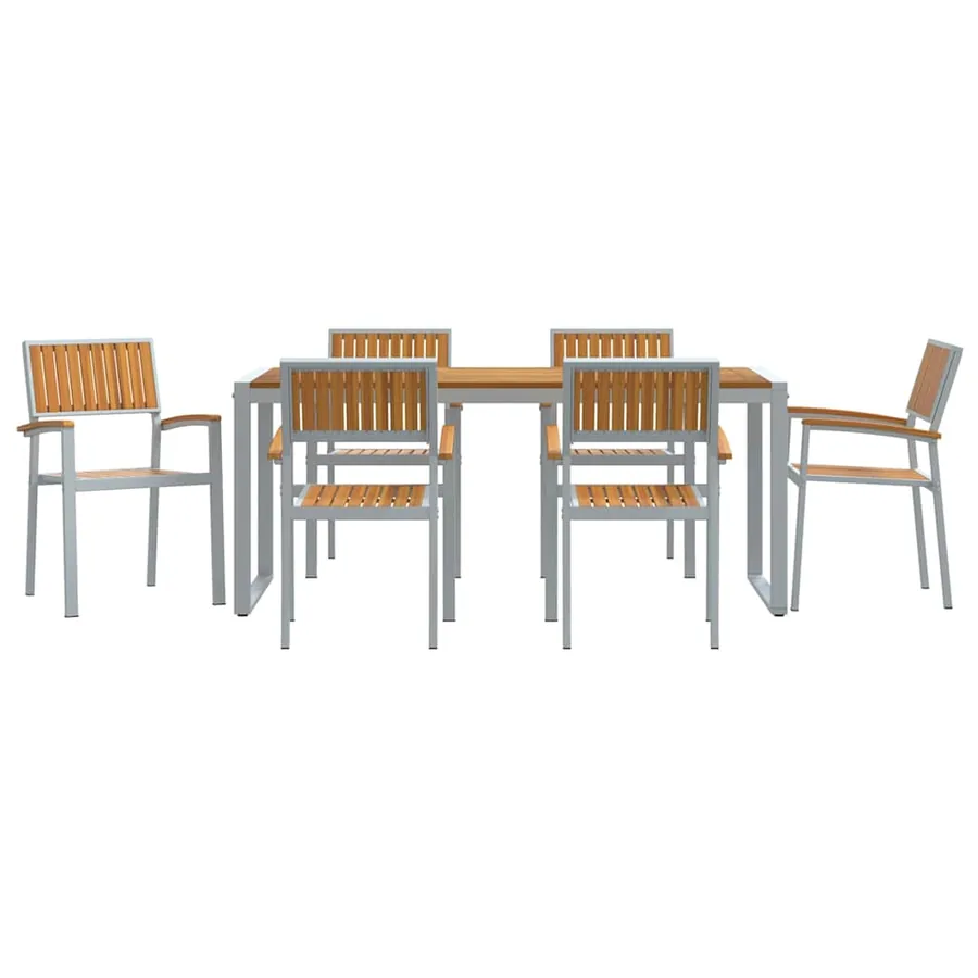Ensemble de salle à manger pour jardin 7 pcs Gris - 7