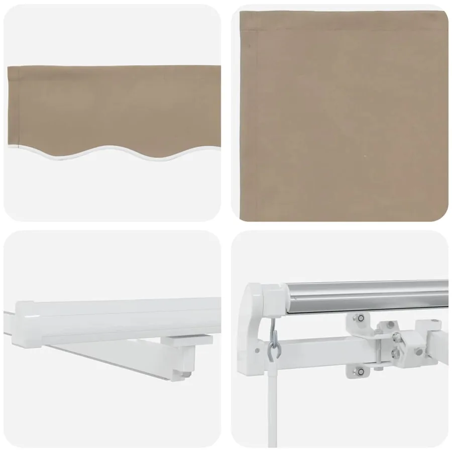 Auvent rétractable Beige 350 x 250 cm Tissu et Aluminium - 10