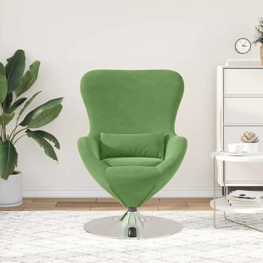 Fauteuil œuf Vert clair Velours - 3