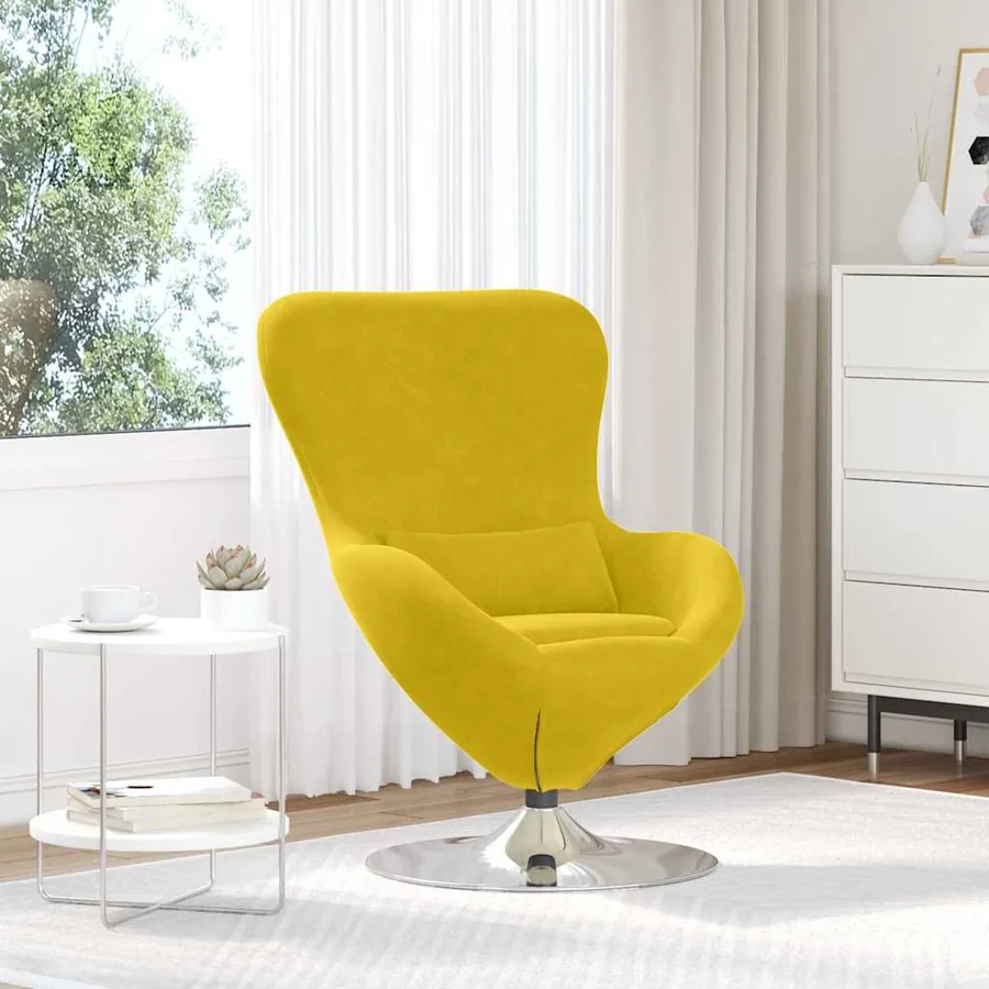 Fauteuil œuf Jaune Velours
