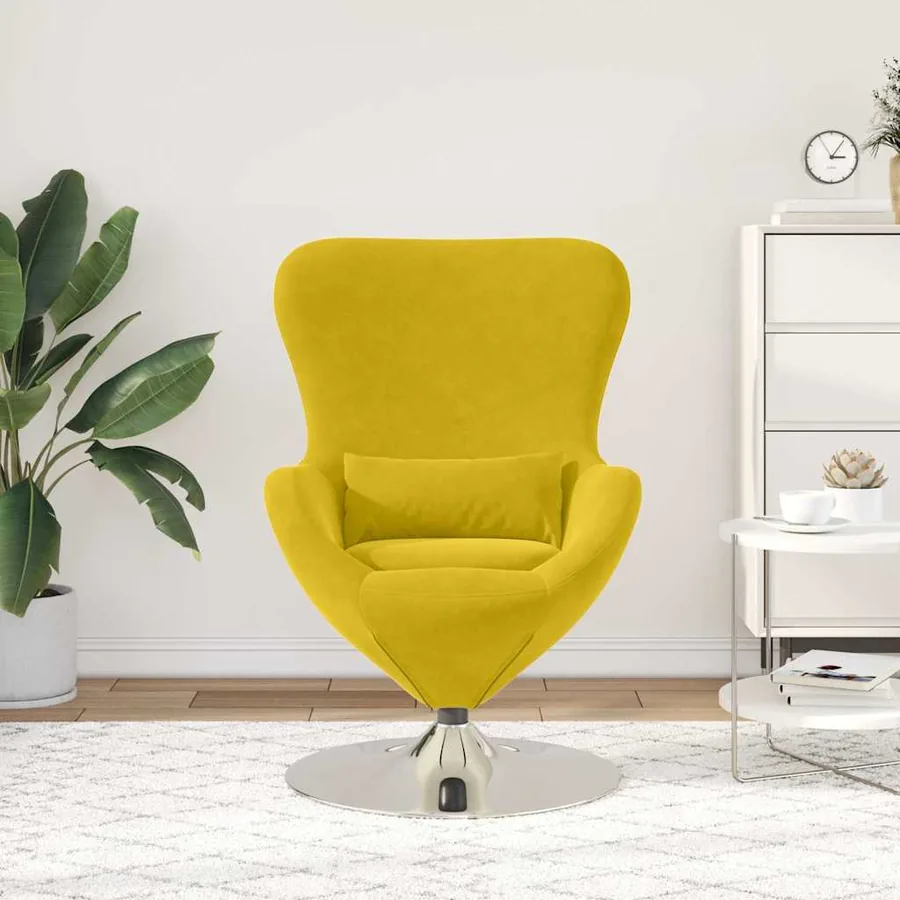 Fauteuil œuf Jaune Velours - 3