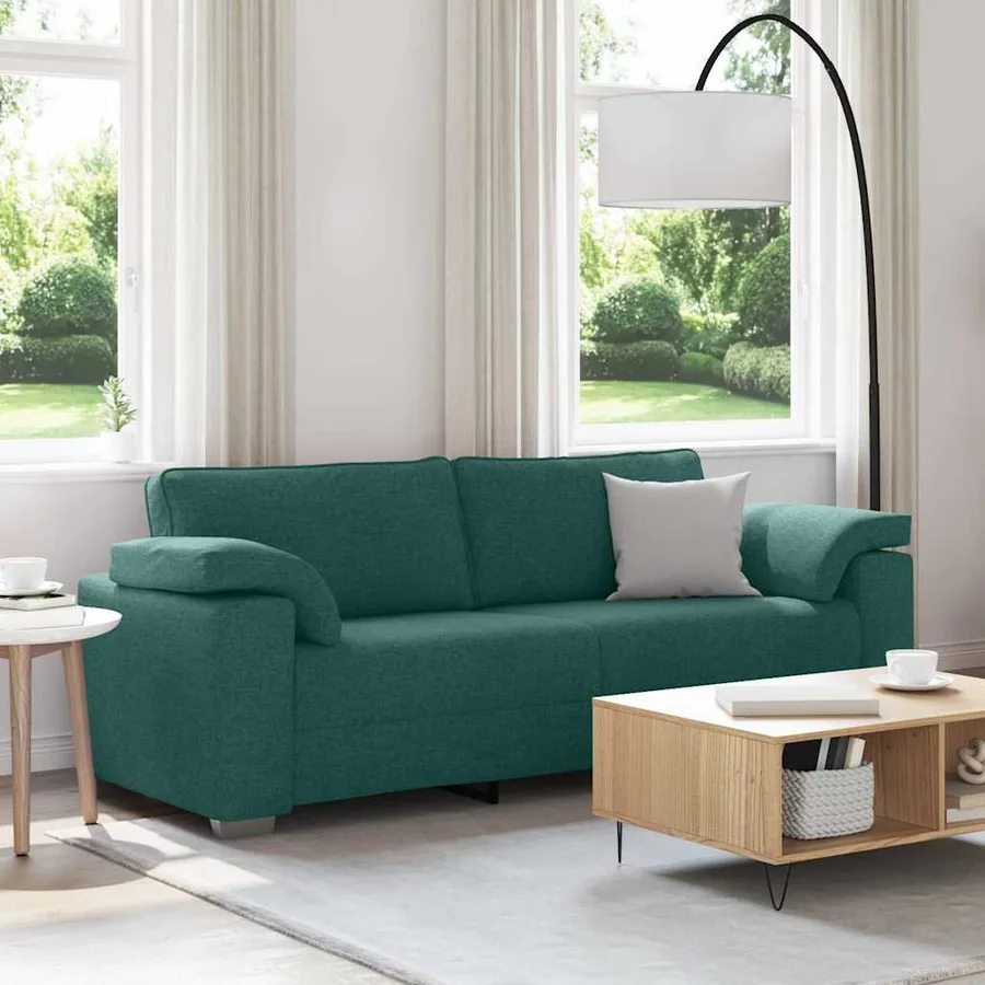 Sofa 3 places Vert foncé 220 cm tissu