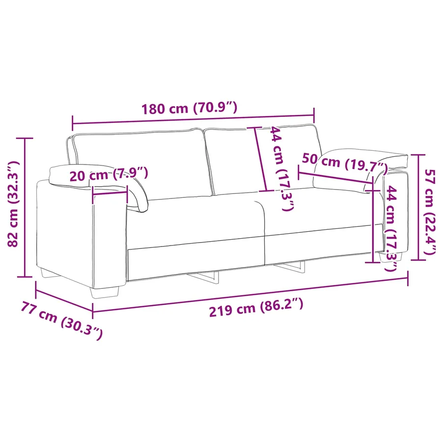 Sofa 3 places Vert foncé 220 cm tissu - 9