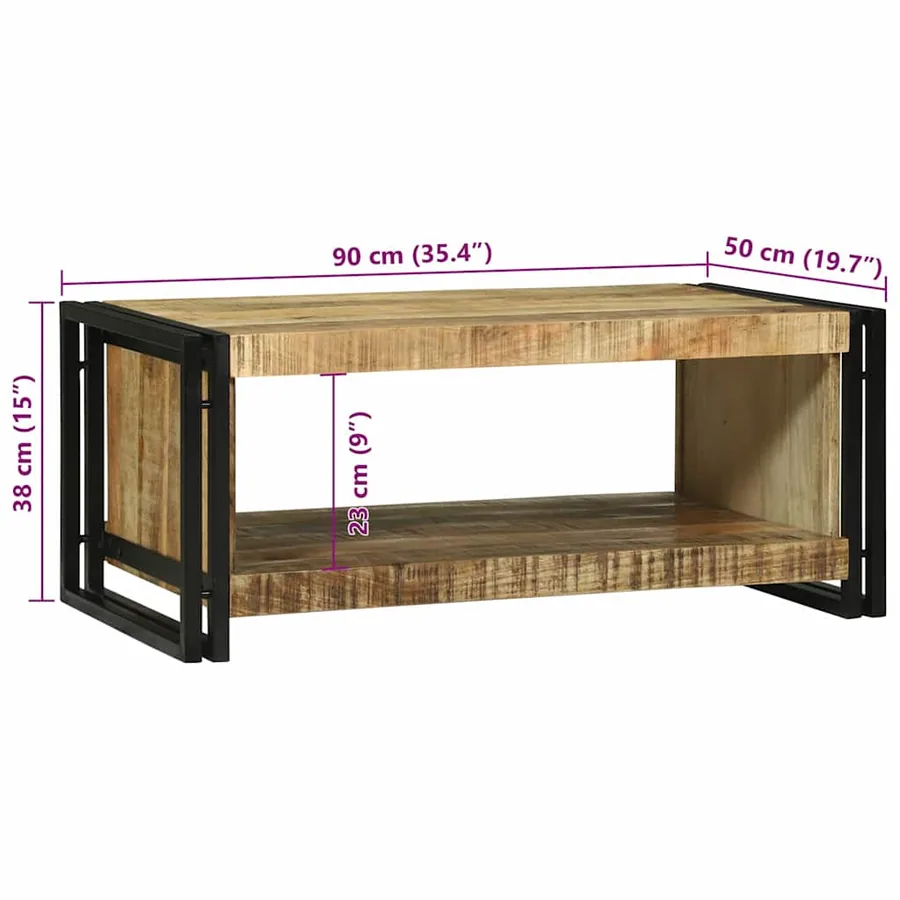 Table basse Marron 90 x 50 x 38 cm Bois de mangue massif - 10